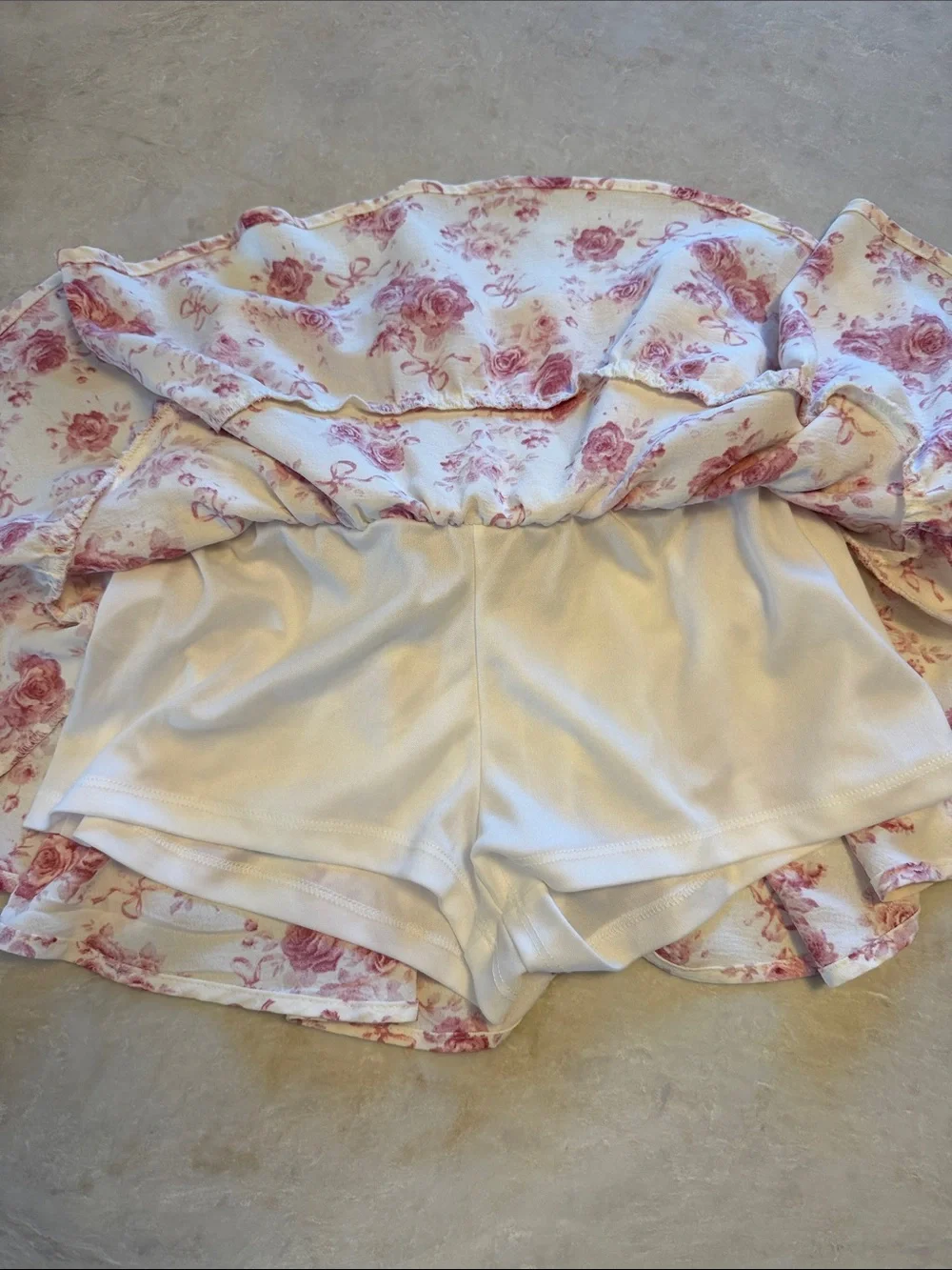 Altar'd State Cream Floral Smocked Tiered Skirt